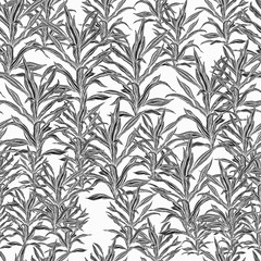 Naklejka na ściany i meble Tropical watercolor plant pattern on a white background in monochrome. Seamless pattern. For decor, design, background, fashion, textiles, illustration, Wallpaper, swimsuit, interior. 