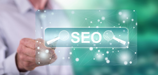 Man touching a seo concept