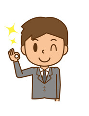 ビジネスマン　OKサイン