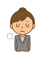 キャリアウーマン　ため息　落ち込む