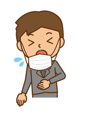 ビジネスマン　マスク　くしゃみ