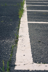 使用されなくなり雑草が生え出した駐車場