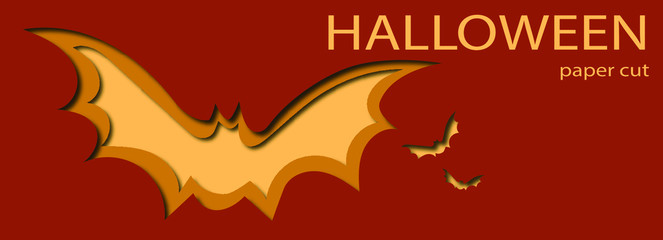 Halloween bat paper cut design. Place your own text instead.