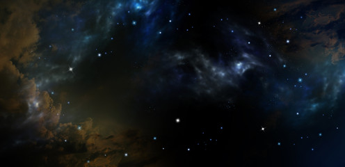 Obraz na płótnie Canvas Nebula and stars in night sky banner - Space background.