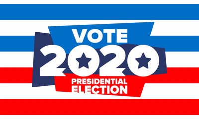 Presidential Election 2020 in United States. Vote day, November 3. US Election. Patriotic american element. Poster, card, banner and background. Vector illustration