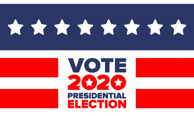 Presidential Election 2020 in United States. Vote day, November 3. US Election. Patriotic american element. Poster, card, banner and background. Vector illustration