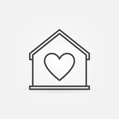 Modern House with Heart vector line icon. Stay Home concept symbol in outline style