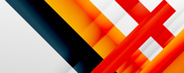 Geometric abstract backgrounds with shadow lines, modern forms, rectangles, squares and fluid gradients. Bright colorful stripes cool backdrops