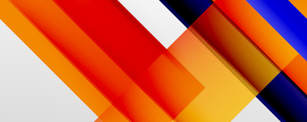 Geometric abstract backgrounds with shadow lines, modern forms, rectangles, squares and fluid gradients. Bright colorful stripes cool backdrops