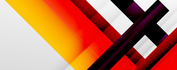 Geometric abstract backgrounds with shadow lines, modern forms, rectangles, squares and fluid gradients. Bright colorful stripes cool backdrops