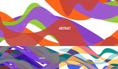 Set of geometric abstract backgrounds, wave design