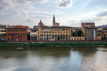 Embankment of the River Arno in City Florence, Tuscany, Italy