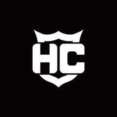 HC Logo monogram with shield around crown shape design template