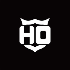 HD Logo monogram with shield around crown shape design template