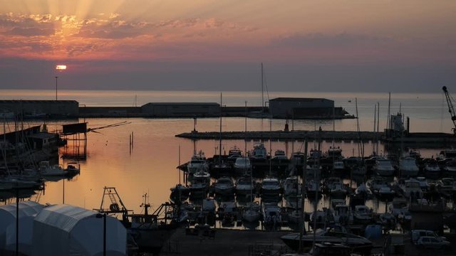 The sun rises on the tourist port of Termoli - Molise - Italy