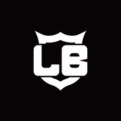 LB Logo monogram with shield around crown shape design template