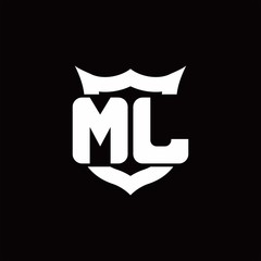 ML Logo monogram with shield around crown shape design template