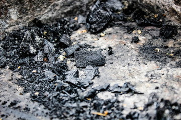 Background of gray ash in the fire close-up.
