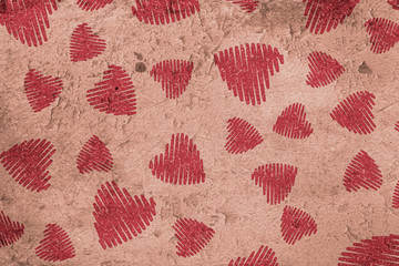Obraz premium old paper vintage heart texture, Hearts print papers, grunge texture, vintage style, aesthetic horizontal