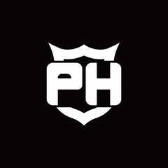 PH Logo monogram with shield around crown shape design template