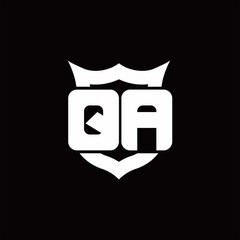 QA Logo monogram with shield around crown shape design template