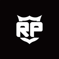 RP Logo monogram with shield around crown shape design template