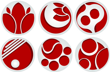 Fototapeta premium Set of Vector Design of an Abstract Logo in Red and White with a Circle Theme