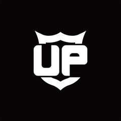 UP Logo monogram with shield around crown shape design template
