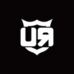 UR Logo monogram with shield around crown shape design template