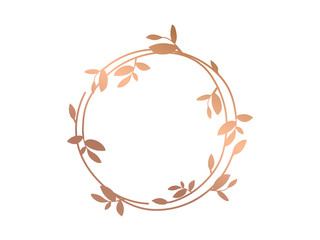 Gold circle floral frame vector.  Rose gold  circle  frame vector. 