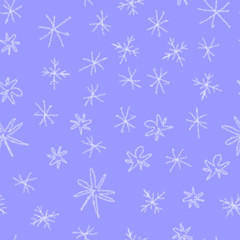 Hand Drawn white Snowflakes Christmas Seamless Pat