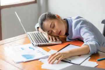 Asia business women  sleepy