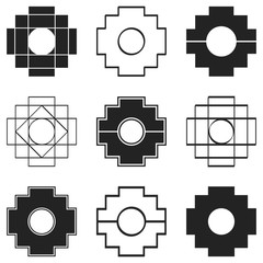 vector icons set with Inca Cross Chakana for your design