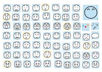 表情アイコン63個_02_シンプルな目と口、にっこり眉