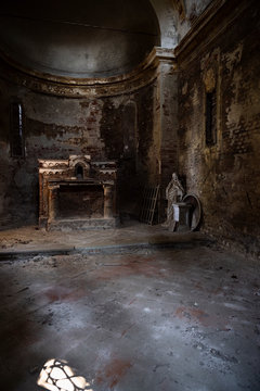 The interior of the little chapel of San Grato in the village of Avuglione