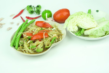 Papaya Salad, a popular food to eat in Thailand.