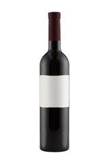 Wine bottle mock-up with blank label isolated on white background