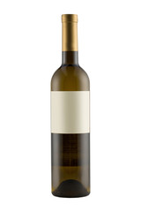 Wine bottle mock-up with blank label isolated on white background