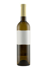 Wine bottle mock-up with blank label isolated on white background
