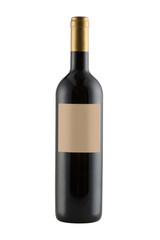 Wine bottle mock-up with blank label isolated on white background