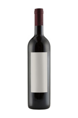 Wine bottle mock-up with blank label isolated on white background