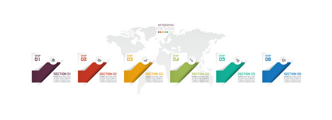 New square design use for presentation about advertising business planning has six steps in process of work.vector infographic.