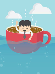 Businessman in coffee cup