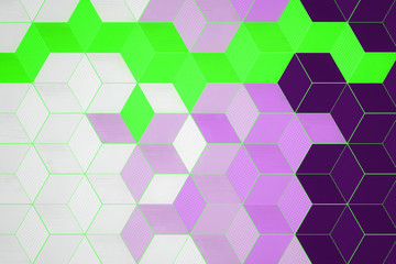 Colorful hexagon 3D abstract background. Bees cells honeycomb texture. Three-dimensional render illustration.