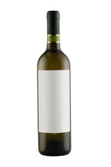 Wine bottle mock-up with blank label isolated on white background