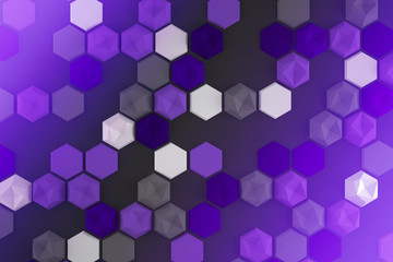 Colorful hexagon 3D abstract background. Bees cells honeycomb texture. Three-dimensional render illustration.