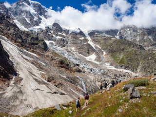 Trekking scene in the Italian alps