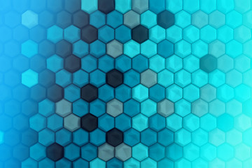 Colorful hexagon 3D abstract background. Bees cells honeycomb texture. Three-dimensional render illustration.