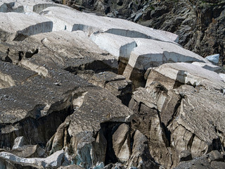 Glacier moraine of the Dufourspitze mountain in the italian alps
