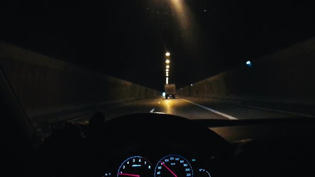 Driving on the highway. POV. Highway Hemus, Bulgaria.